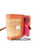 Mini rattan bag with leather design